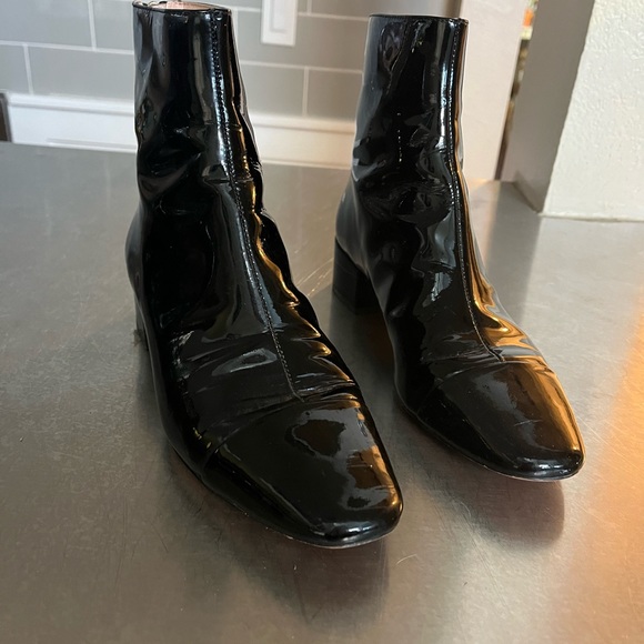 Jcrew patent leather ankle high boots size 7.5 - Picture 1 of 5
